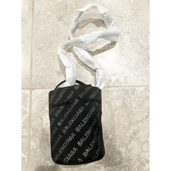 NEW Balenciaga Wheel XS Drawstring Bucket Bag, Black/Crystal $1,390 Sold Out - Picture 11 of 16